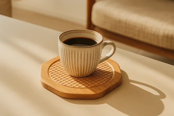 Japanese Bamboo Wooden-oaster - Minimalist -tagon Heat-Resistant Drink Mat for Tea & Coffee Cups - MAV